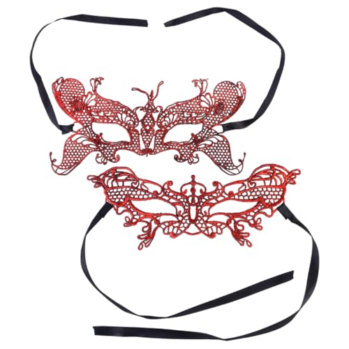 LIFKOME 1 Stk Fledermaus-augenmaske Aus Heißer Roter Spitze Drama-masken Rote Maske Venezianische Maske Halloween-spitzenmaske Maskerade-spitzenmaske Zubehör Für Halloween-kostüme von LIFKOME