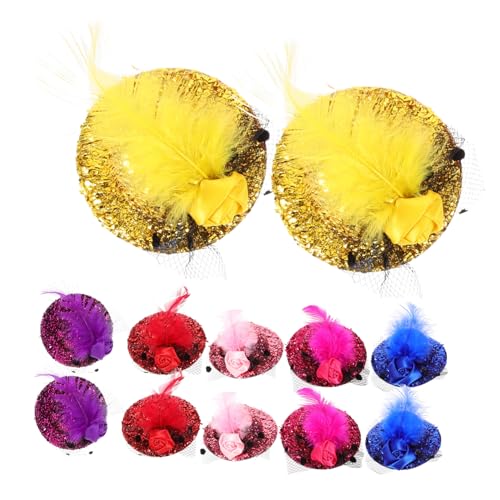 LIFKOME 12 Stück Teiliges Mini hut Haarclips mit Federn und Pailletten Kleine Fascinator Haarklammern für Mädchen und Frauen Geeignet für Teepartys Kostüm Festveranstaltungen von LIFKOME