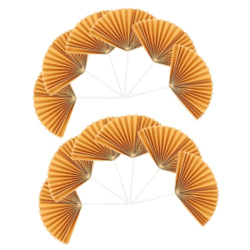LIFKOME 16 Stück Teiliges Cake Picks Goldfarbene Papierfächer Tortendeko Geburtstagsdeko Cupcake Topper Festlich für Hochzeit Party Kuchen Verzierung von LIFKOME