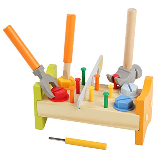 LIFKOME 1Satz Hölzerne Pochende Peg Workbench Für Kleinkinder Lernspielzeug Kreativität Hand Koordination Für Drinnen Draußen Sicheres Holzmaterial von LIFKOME