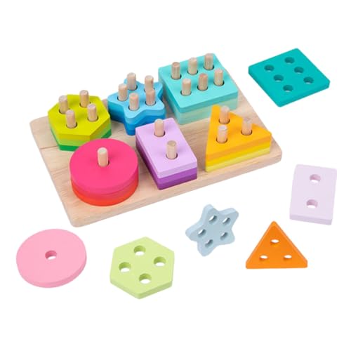 LIFKOME 1Satz Montessori Holzsortierblöcke Für Kleinkinder Teiliges Mit Geometrischen Feinmotorik Hand Koordination Für Frühes Lernen von LIFKOME