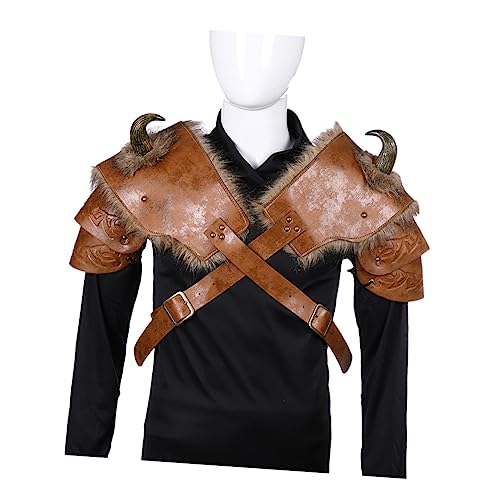 LIFKOME 2 STK Mann Kostüm Mittelalterliches Ritterkostüm Wikingergürtel Gepanzerter Schulterschutz Wikingerkostüm Männer Schulterschutz Rüstung Hobbit-umhang Umhang Cosplay-männer von LIFKOME