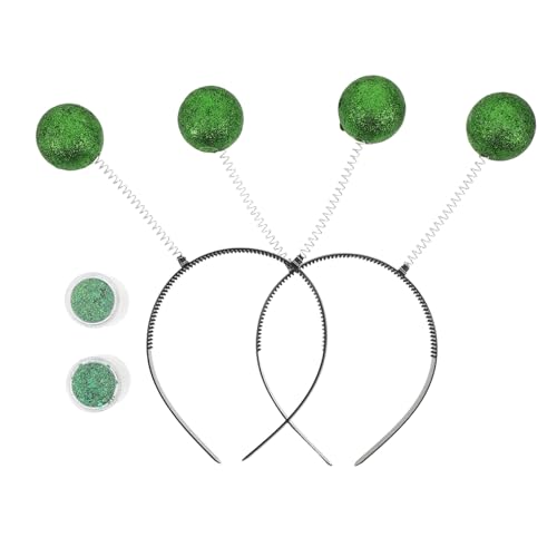 LIFKOME 2 Sätze Martian Antenne Stirnband mit Glitzerkugeln Grüne Kostüm Accessoires für Frauen Masquerade Headwear für Halloween Party Auffälliges Weltraum von LIFKOME