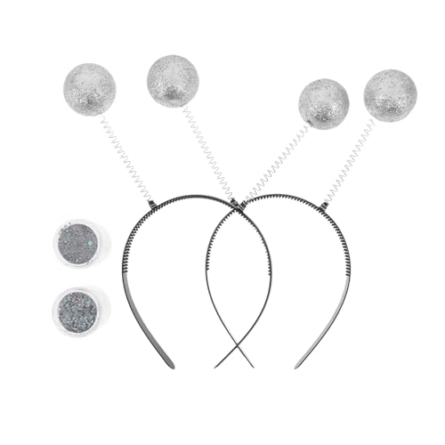 LIFKOME 2 Sätze Masquerade Kopfbänder mit Antennen und Glitzer Leichte Bequeme Kostüm Accessoires für Damen Funkelnde Silber für Fasching Karneval und Halloween Partys von LIFKOME
