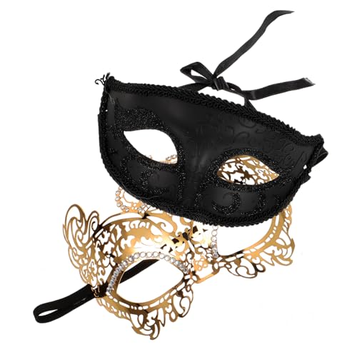 LIFKOME Maskerade Masken Set Party Paare Augenmaske Masken Für Frauen Männer Metallmaske Perlen Für Halloween Karneval Cosplay von LIFKOME