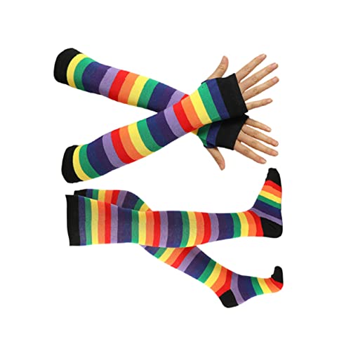 LIFKOME 2 Stück Regenbogen-strümpfe Erwachsene Manschette Süße Socken Party Warme Socken Oberschenkel Handschuh Spitzensocken Thermostrümpfe Damen Gestreifte Socken Kostüm Für Black LIFKOME 2 Stück Regenbogen-strümpfe Erwachsene Manschette Süße Socken Party Warme Socken Oberschenkel Handschuh Spitzensocken Thermostrümpfe Damen Gestreifte Socken Kostüm Für Black von LIFKOME