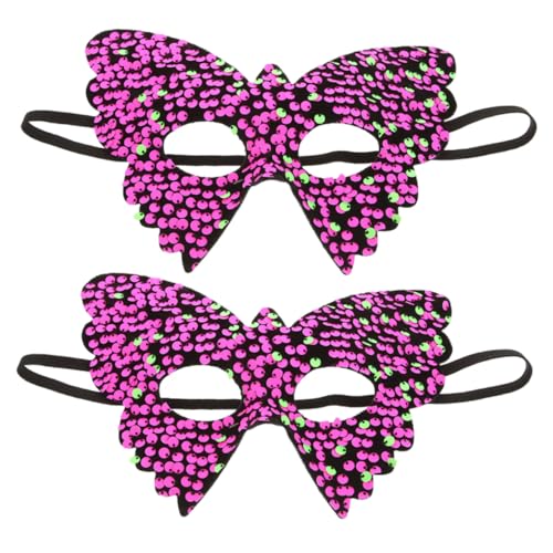 LIFKOME 2 Stück Schmetterling Maskerade Maske mit Pailletten Halbgesichts Kostümmaske für Damen mit Elastischem Band für Karneval Halloween Fasching Party von LIFKOME