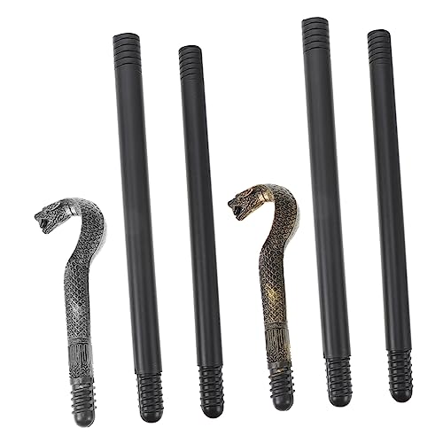 LIFKOME 2 Stück Snake Head Gehstock Kostüm Requisiten für Halloween Karneval Rollenspiele Teiliger Eleganter Zauberstab Gold und Silber Vielseitiges Party Zubehör von LIFKOME