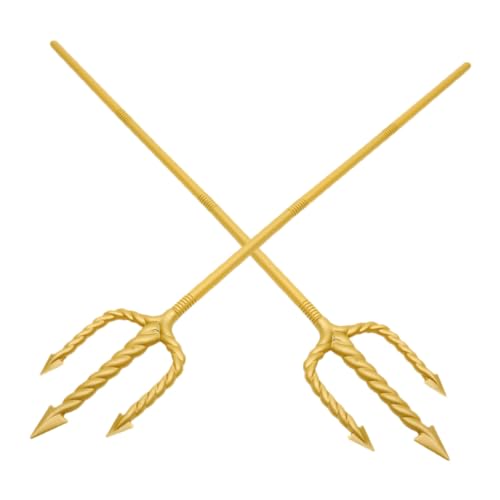 LIFKOME 2 Stück Spiraldreizack Dreizack-Kostüm-Requisite -Dreizack Dreizack-Stütze Plastik Golden von LIFKOME