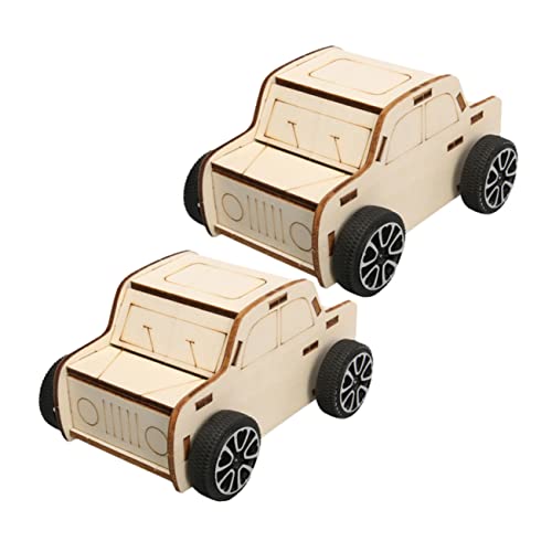 LIFKOME 2 Stück Teiliges DIY Holzauto für Pädagogisches Wissenschaftsspielzeug Holzfahrzeug Bastelset zum Zusammenbauen Lernspielzeug für Vorschule und Grundschule von LIFKOME