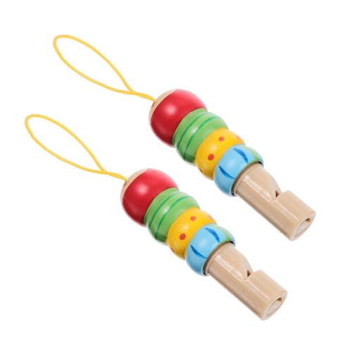 LIFKOME 2 Stück Teiliges Holzpfeifen mit Klaren Klängen Frühe Musikalische Niedliches Tierdesign Tragbar mit Band für Spiel Party und Festtage von LIFKOME