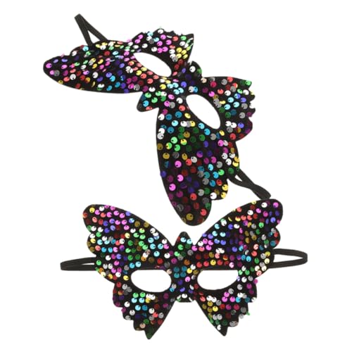 LIFKOME 2 Stück Teiliges Schmetterling Pailletten Venezianische Halbgesichtsmaske mit Elastischem Band für Damen Karneval Faschingsparty Halloween Kostüm LIFKOME 2 Stück Teiliges Schmetterling Pailletten Venezianische Halbgesichtsmaske mit Elastischem Band für Damen Karneval Faschingsparty Halloween Kostüm von LIFKOME
