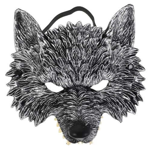 LIFKOME 2 Stück Werwolf Halbgesichtsmaske Silber Realistische Halloween Tier Masquerade Kostümmaske Leichter Atmungsaktiver Gesichtsschutz für Karneval Fasching und Party von LIFKOME