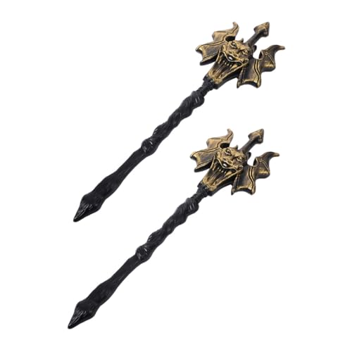 LIFKOME 2St Gewindestange Fork Zauberstab Halloweenkostüm Halloween Dekoration Halloween-Dekoration Teufel-Cosplay-Stütze Teufelsgabel-Modell Leistung Plastik Golden von LIFKOME
