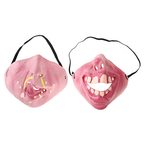 LIFKOME 2st Halbe Gesichtsmaske Party Halloween-lichter Drinnen Kostüm Lustig Gruseliges Halloween Maskerade Halloween Gruselig Halloween Anzünden Halloween-cosplay-zubehör Rosa Emulsion von LIFKOME
