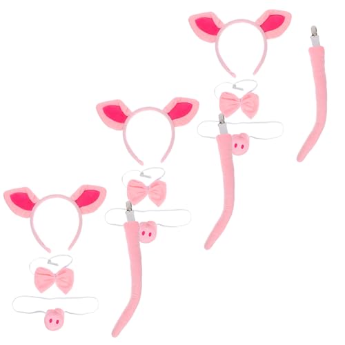 LIFKOME 3 Satz Teiliges Schweine-kostüm-set mit Verstellbarem Rosa Plüsch-ohren-haarreif Schweineschwanz und Schleife für Erwachsene Bequemes Tier-cosplay für Halloween Weihnachten und von LIFKOME