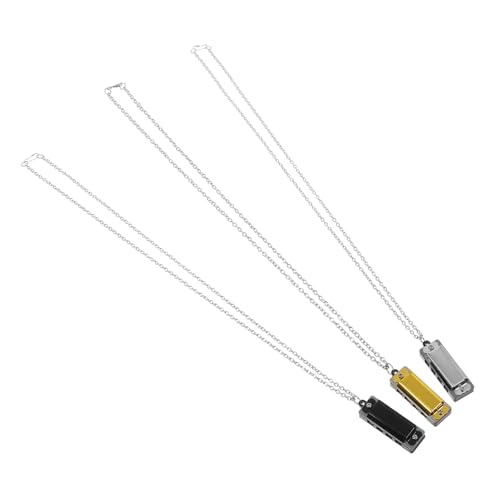 LIFKOME 3 Stück Mini Mundharmonika Halskette Musikinstrument Leicht Tragbar für Anfänger und Junge Mädchen als Geburtstagsgeschenk und Party Mitgebsel von LIFKOME