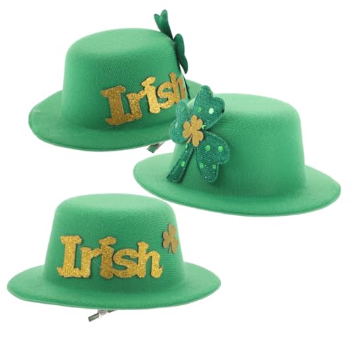 LIFKOME 3 Stück St Patrick's Day Haarclips Grüne Hüte Festliche Haarschmuck für Frauen und Mädchen Einfache Anbringung Thematische Kleeblatt Accessoires für Feiertags Look von LIFKOME
