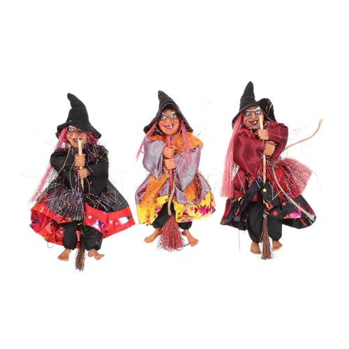 LIFKOME 3 Stück Teiliges Halloween Hexenbesen Deko- Realistische Szene Requisite Vintage Stil Vielseitige Party Dekoration für Gruselige Atmosphäre für Halloween Feier von LIFKOME