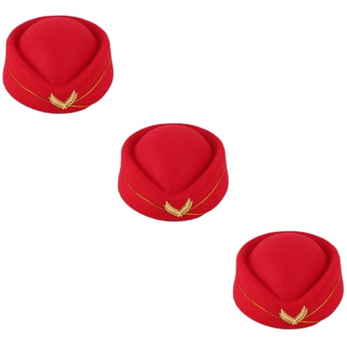 LIFKOME 3stücke Damen Stewardess Hut Aus Elegante Flugbegleiter Mütze Rot Für Cosplay Bühnenaufführungen Und Kostümfeste LIFKOME 3stücke Damen Stewardess Hut Aus Elegante Flugbegleiter Mütze Rot Für Cosplay Bühnenaufführungen Und Kostümfeste von LIFKOME