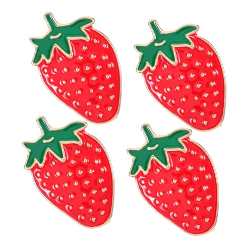 LIFKOME 4 Stück Obstbrosche Erdbeeren Wäschenadeln Erdbeer Charm Pin Mode Obst Brosche Niedliche Brosche Sachen Brosche Pins Kleine Anstecknadel Damen Brosche Anstecknadel Mode Pin Rote von LIFKOME