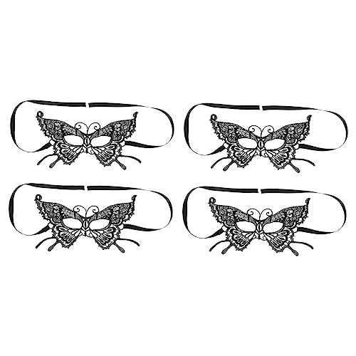 LIFKOME 4 Stücke Spitze Augenmaske Schmetterling Frauen Maske Prop Schwarz Für Halloween Maskerade Spitze Masken von LIFKOME