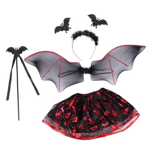 LIFKOME 4 Stück Teiliges Halloween Fledermaus Kostümset für Mädchen mit Schwarzem und Tutu Rock Fledermausflügeln Dekorativem Haarreif und Zauberstab Leicht Anzuziehen und Strapazierfähig LIFKOME 4 Stück Teiliges Halloween Fledermaus Kostümset für Mädchen mit Schwarzem und Tutu Rock Fledermausflügeln Dekorativem Haarreif und Zauberstab Leicht Anzuziehen und Strapazierfähig von LIFKOME