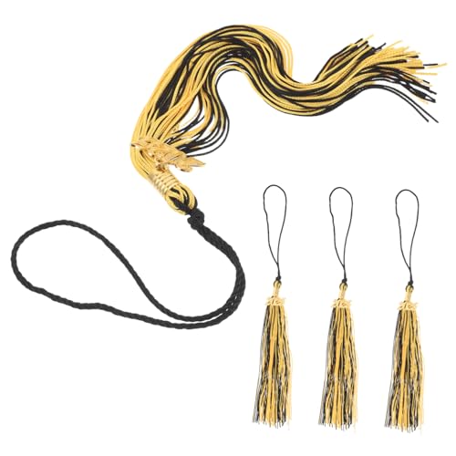 LIFKOME 4 Stück Teiliges Quasten set für Abschlusskappen Schwarze und Goldene Abschluss tasseln Einfache Befestigung Stilvolle Dekoration für Doktor Masterfeiern für DIY abschlussmützen von LIFKOME