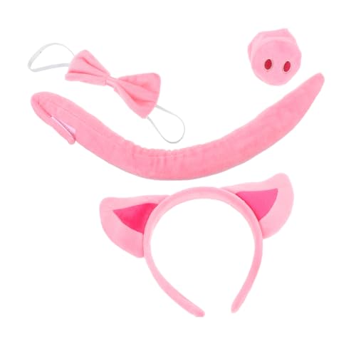 LIFKOME 4 Stück Teiliges Schwein Kostüm Set Plüsch Tier Haarband Pig Ohren Stirnband Nase Fliege Halloween Fasching Rollenspiel Zubehör LIFKOME 4 Stück Teiliges Schwein Kostüm Set Plüsch Tier Haarband Pig Ohren Stirnband Nase Fliege Halloween Fasching Rollenspiel Zubehör von LIFKOME