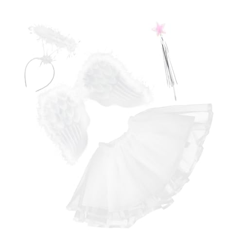 LIFKOME 4 Teiliges Engel Kostü Set Für ädchen Tutu Rock Haarreif Flügel Und Zauberstab Prinzessin Feenkostü Für Ideal Für Bühnenauftritte Und Partys von LIFKOME