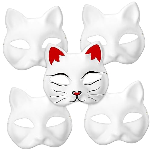 LIFKOME Leere Katzenmasken 5 Katzenmasken Weißem Blanko Handbemalt Für Cosplay Ideal Kostümzubehör Für Partys Karneval LIFKOME Leere Katzenmasken 5 Katzenmasken Weißem Blanko Handbemalt Für Cosplay Ideal Kostümzubehör Für Partys Karneval von LIFKOME