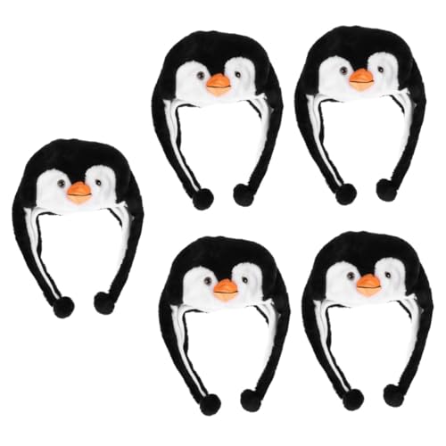 LIFKOME 5 Stück Pinguinmütze Für Jungen Und Mädchen Tierplüsch Ski-stil Warme Mütze Mit Ohrenklappen Aus Plüschmaterial Für Erwachsene Und Kinder von LIFKOME