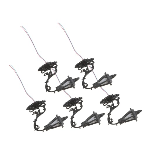 LIFKOME 5 Stück Teiliges Miniatur Wandlampen mit Realistischer LED Beleuchtung Schwarze Modelle mit Weißem Licht Detailgetreu für Puppenhaus Sandtisch und Miniaturszenen Dekoration von LIFKOME