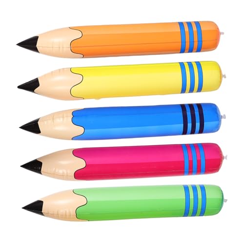 LIFKOME 5 Stück Teiliges Riesiger Aufblasbarer Buntstift aus PVC für Kindergarten Sport und Lernspiele Langlebig Sicher Leicht Tragbar Bunte Partydekoration für Geburtstags und von LIFKOME