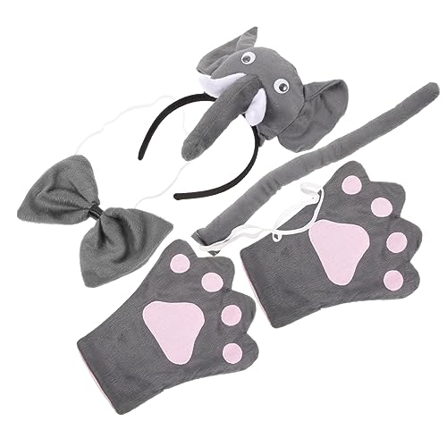 LIFKOME 5-teiliges Set Stirnband Kinderkostüm Kindertier Cartoon-kopfschmuck Gefälschte Elefantenhaare Gefertigte Kostüme Erlesene Kostüme Party-anzieh-requisiten Stoff Grey von LIFKOME