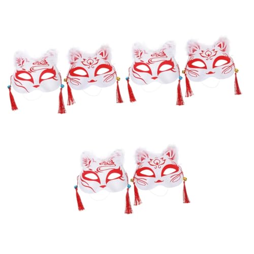 LIFKOME 6 Stk Fuchs Maske Kindermaske japanische Accessoires leuchtendes Zubehör Karnevalskostüm Requisite Partyzubehör für Videospiele Zubehör für Anime-Kostüme halbe Gesichtsmaske Feder von LIFKOME
