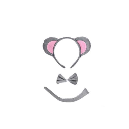 LIFKOME 6-Teiliges Maus-Kostüm-Set Mausohren Haarband Mausschwanz Fliege Cosplay-Maus Plüsch-Kostümzubehör Für Kindertag Geburtstag Cosplay-Anziehparty von LIFKOME