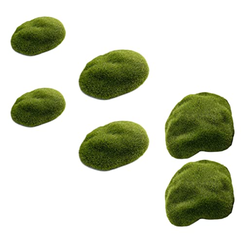 LIFKOME 6Stücke Simulation Stein Moossteine für Mikrolandschaftsdekoration Grün für Terrarium Garten Leicht Handwerkskunst von LIFKOME