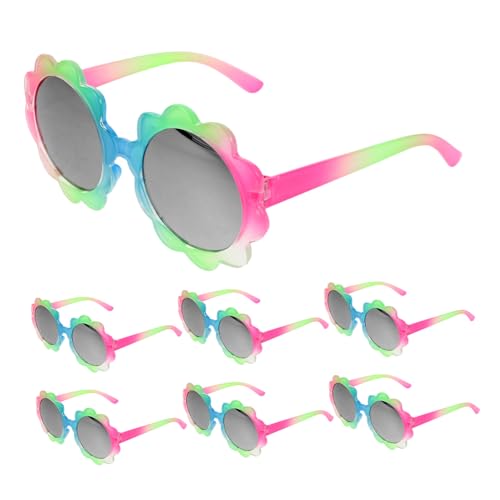 LIFKOME 7 Stück Teilige Sonnenbrillen mit Sonnenblumen Motiv Uv-schutz Leichte Langlebige Brillen für Mädchen und Jungen Modische Farbverlauf Gläser für Strand Party und Alltag von LIFKOME