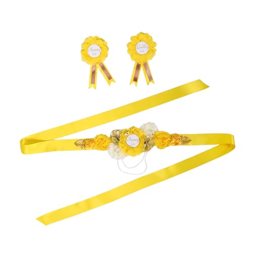 LIFKOME Babyparty Schärpe Set für Schwangere mit Blumenmuster Weiches Polyester Mommy To Be Sash und Passende Corsage für Fotoshootings und Shower Gelb Komfortabel und Vielseitig LIFKOME Babyparty Schärpe Set für Schwangere mit Blumenmuster Weiches Polyester Mommy To Be Sash und Passende Corsage für Fotoshootings und Shower Gelb Komfortabel und Vielseitig von LIFKOME