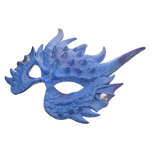 LIFKOME Drachenmaske Cosplay-party-maske Halbgesichtsmaske Cosplay-maske Drachenkostüm Partymaske Halbe Gesichtsmaske Dino-maske Halloween-kostümzubehör Hälfte Tier Blauer Drache Pu 3d von LIFKOME