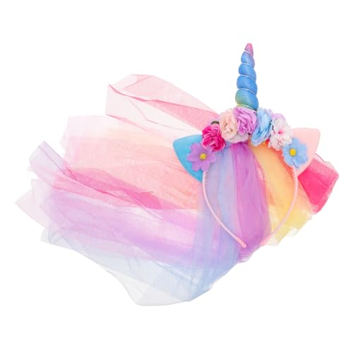 LIFKOME Einhorn Haarreifen mit Schleier für Mädchen Party Haaraccessoires für Geburtstagsfeiern Cosplay und Mehr von LIFKOME