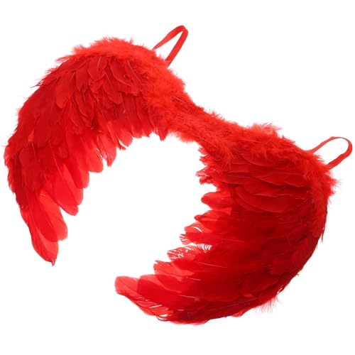 LIFKOME Engelsfederflügel Engel-Halloween-Kostüm Halloween-Kostüm für kinderkleider kinderkleidung federkleid rotes kleid Kinderkommode Engelsflügel für Mädchen Leistung Feenflügel von LIFKOME