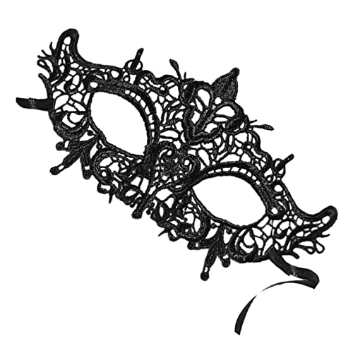 LIFKOME Spitzenmaske Für Maskenbälle Ohne Löcher Halloween-maske Zum Tanzen Schwarze Augenmuschel von LIFKOME