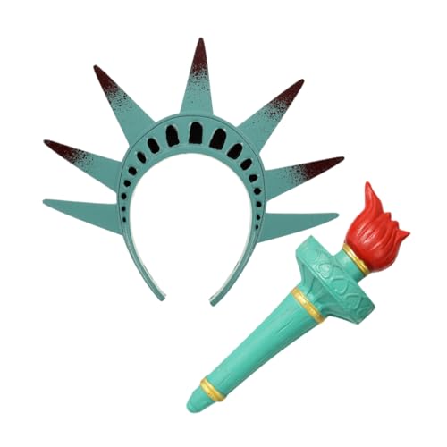 LIFKOME Freiheitsstatue Kostüm Stirnband Krone und Fackel Verstellbar Komfortabel Unisex Halloween Party Zubehör LIFKOME Freiheitsstatue Kostüm Stirnband Krone und Fackel Verstellbar Komfortabel Unisex Halloween Party Zubehör von LIFKOME