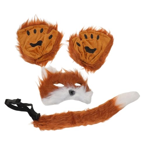 LIFKOME Fuchsanzug Maske Fuchshandschuhe Kostüm Fuchsschwanz Cosplay Fuchs Cosplay Requisiten Pelzkostüm Fuchs Themenkostüm Pelziges Outfit Fuchskostüm Requisiten Tier von LIFKOME