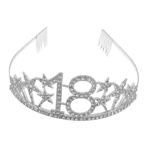 LIFKOME Geburtstagskrone mit Jahre für Mädchen Glänzendes Strass haarband Kreative Tiara Vielseitig als Haaraccessoire und Tortendeko Silberfarbene Geburtstagsdeko für Party von LIFKOME