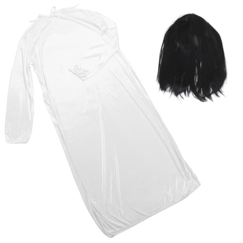 LIFKOME Gruseliges Ghost Bride Kostüm Damen Halloween Horror Anzug mit Weißem Kleid und Schwarzer Perücke für Tanzparty und Karneval LIFKOME Gruseliges Ghost Bride Kostüm Damen Halloween Horror Anzug mit Weißem Kleid und Schwarzer Perücke für Tanzparty und Karneval von LIFKOME