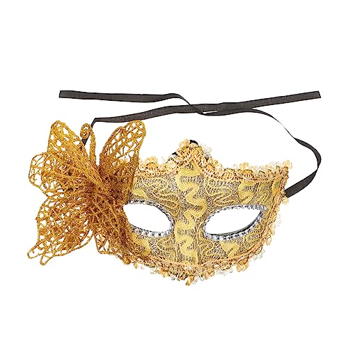 LIFKOME Halbgesichtsmaske Schmetterling Augenmasken Maskerade Maske Männer Kostüme halloween party halloween masken Cosplay-Zubehör Maskerade-Maske für Frauen Spitze Golden von LIFKOME
