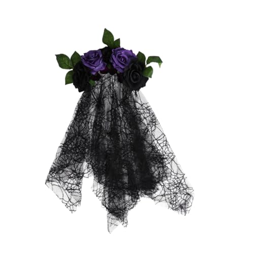 LIFKOME Halloween Haarreif mit Langem Schleier und Totenkopf Design Blumenkronen Kopfschmuck für Party Cosplay Schwarzes Elastisches Stirnband für Damen und Mädchen LIFKOME Halloween Haarreif mit Langem Schleier und Totenkopf Design Blumenkronen Kopfschmuck für Party Cosplay Schwarzes Elastisches Stirnband für Damen und Mädchen von LIFKOME